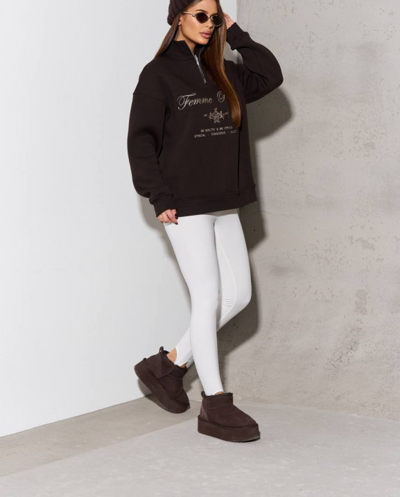 100 Світшот з короткою блискавкою утеплений з вишивкою